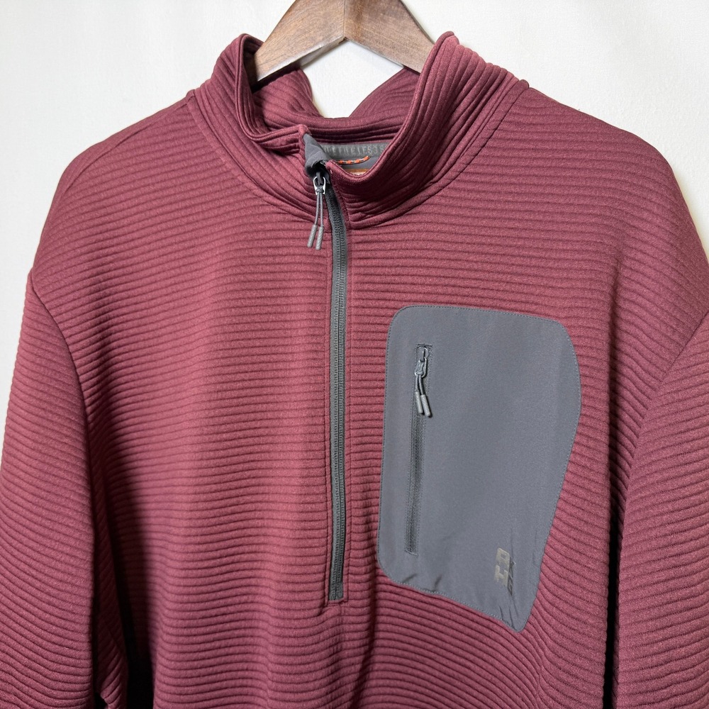 Alaskan Hardgear Duluth Trading Co Mens 3XL Burgundy Ribbed Quarter Zip Pullover